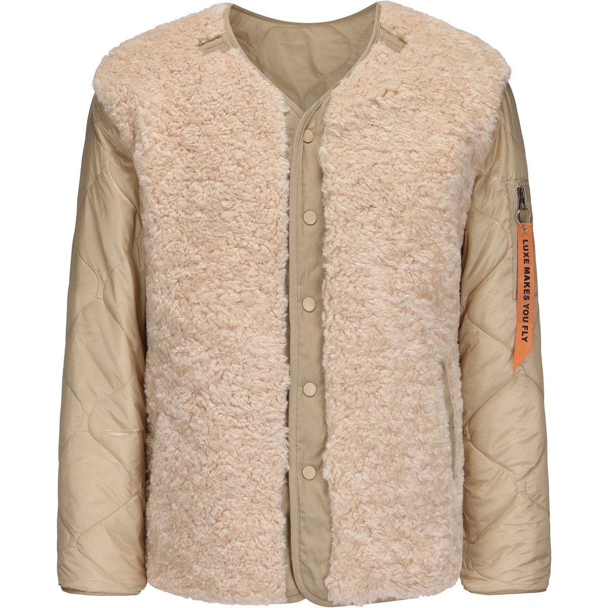 Wendbare Steppjacke mit Sherpa-Fleece und Knöpfen