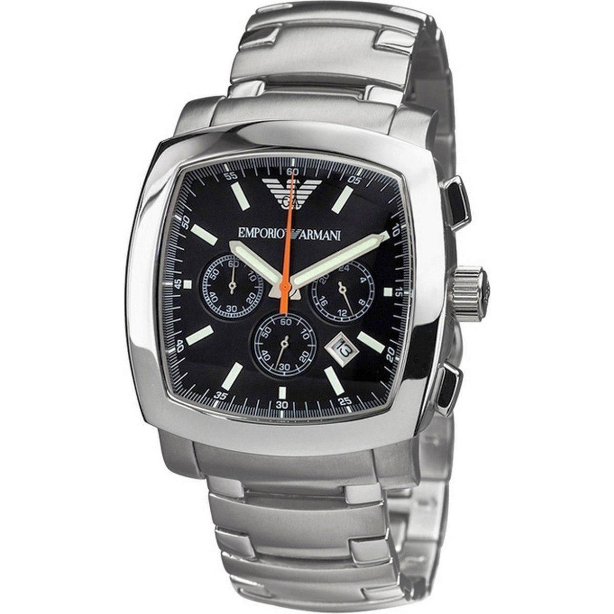 Quadratische schwarze Chronographenuhr Silber