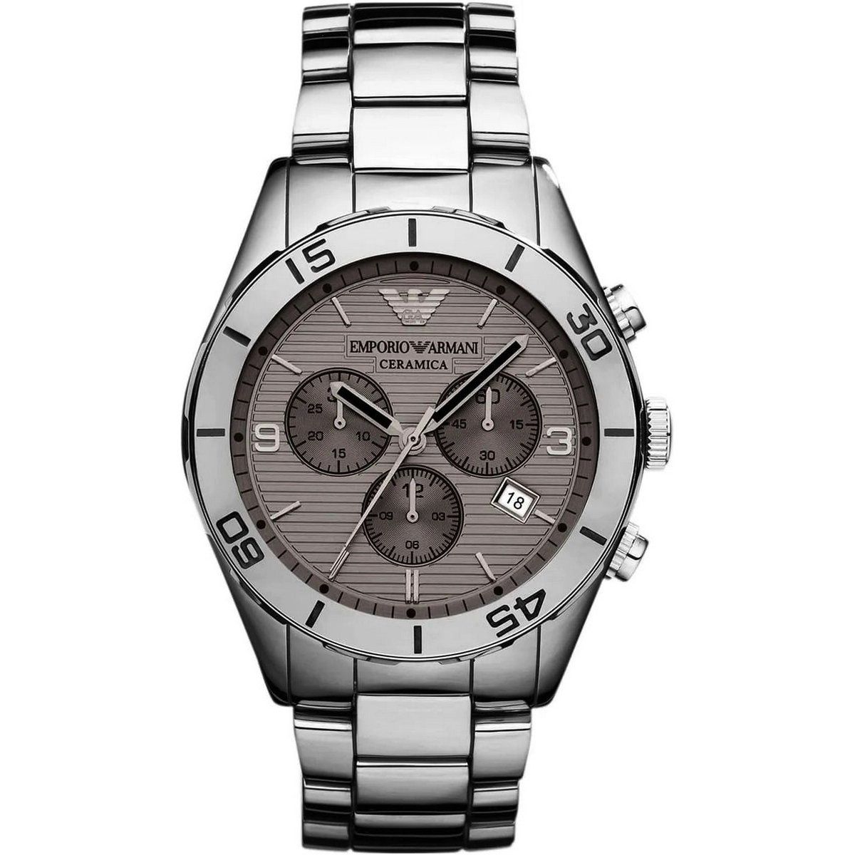 Elegante graue Chronographenuhr aus Keramik