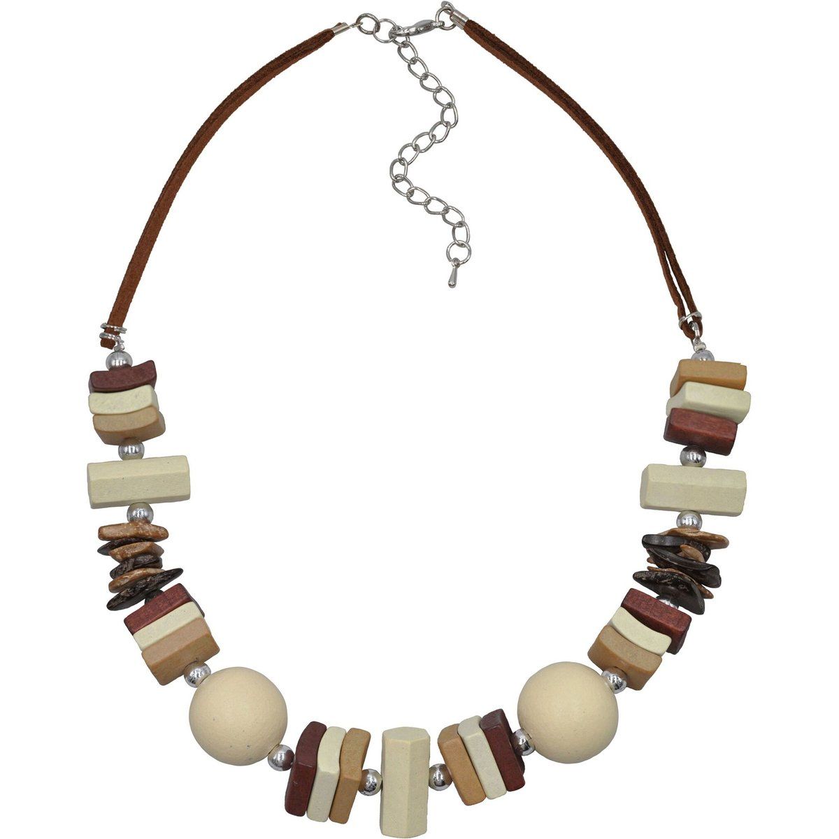 Statement-Halskette mit Holzperlen im Boho-Stil