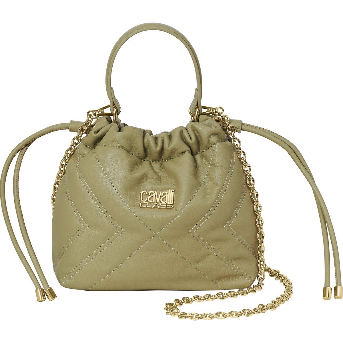 Gesteppte Beuteltasche mit Kettenriemen