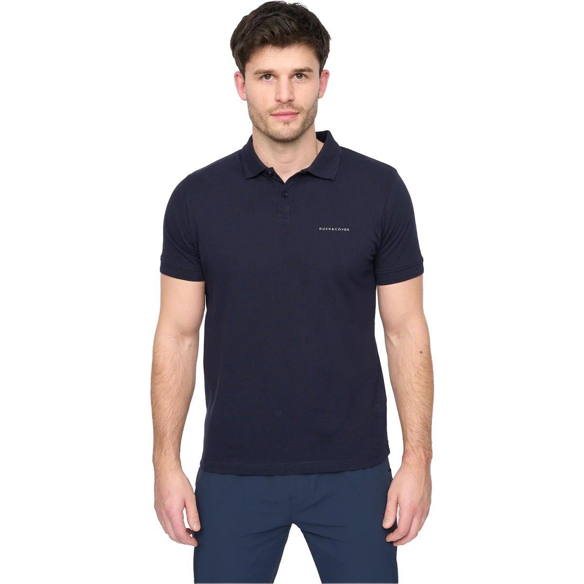 Herren Poloshirt Marineblau Kurzarm Unifarben