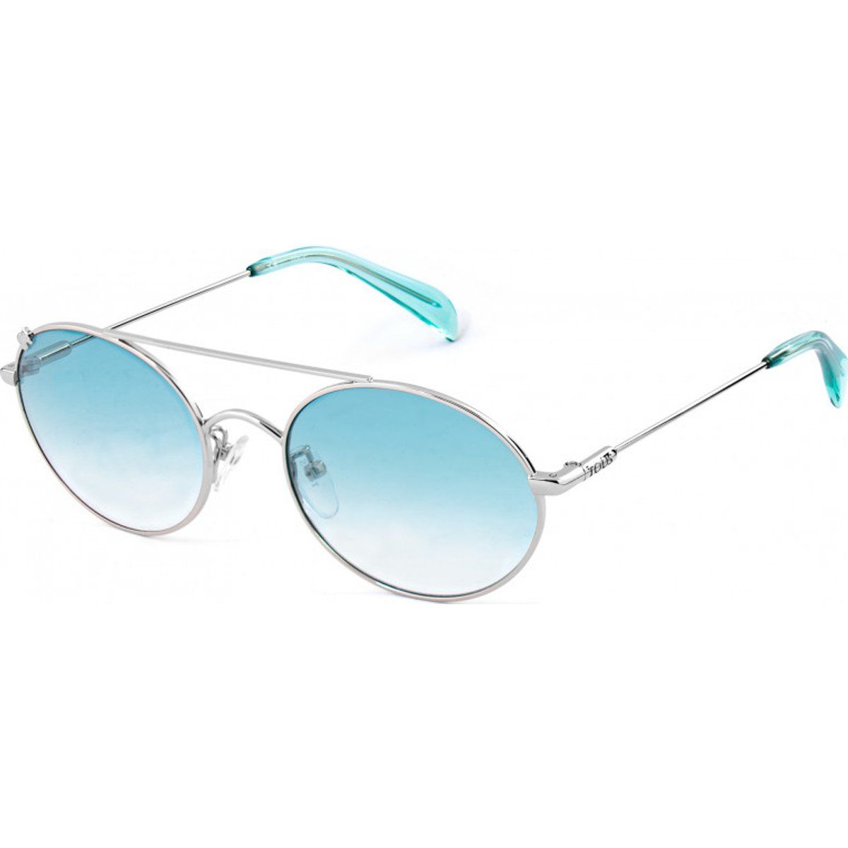 Ovale Sonnenbrille mit silbernem Rahmen