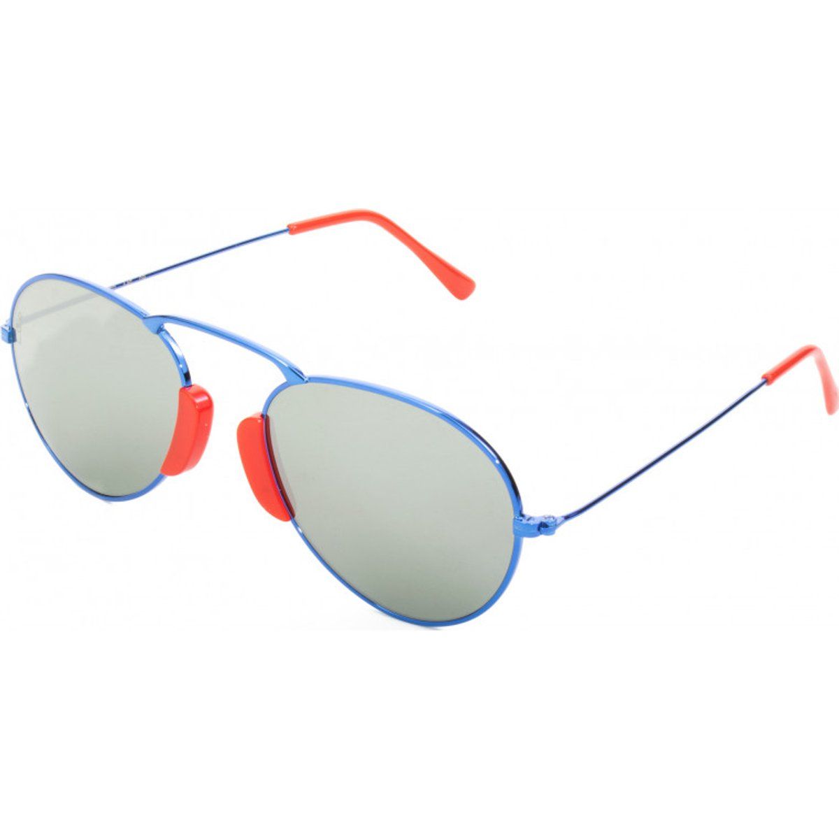 Blaue Pilotenbrille mit roten Akzenten