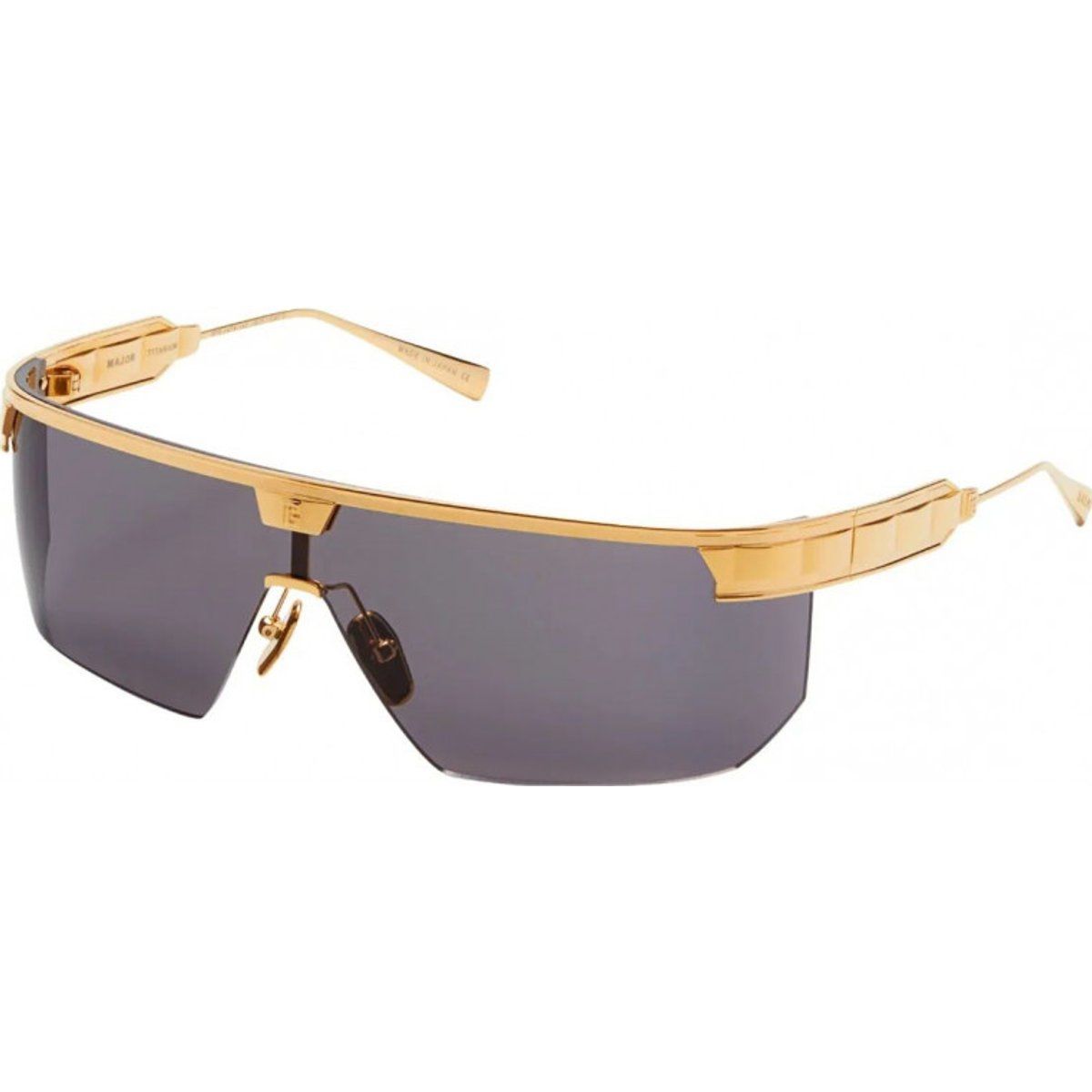 Futuristische Shield Sonnenbrille mit goldenem Rahmen