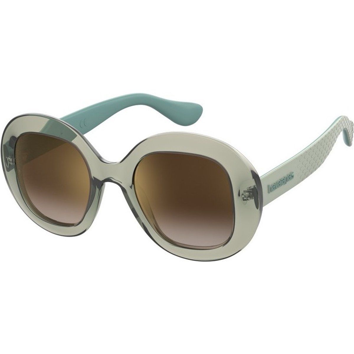 Sonnenbrille mit runden Gläsern und gemusterten Bügeln