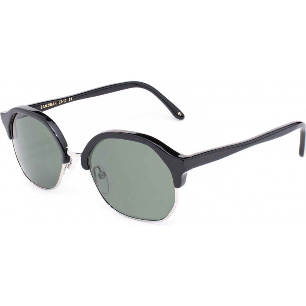 Runde Sonnenbrille mit schwarzem Rahmen