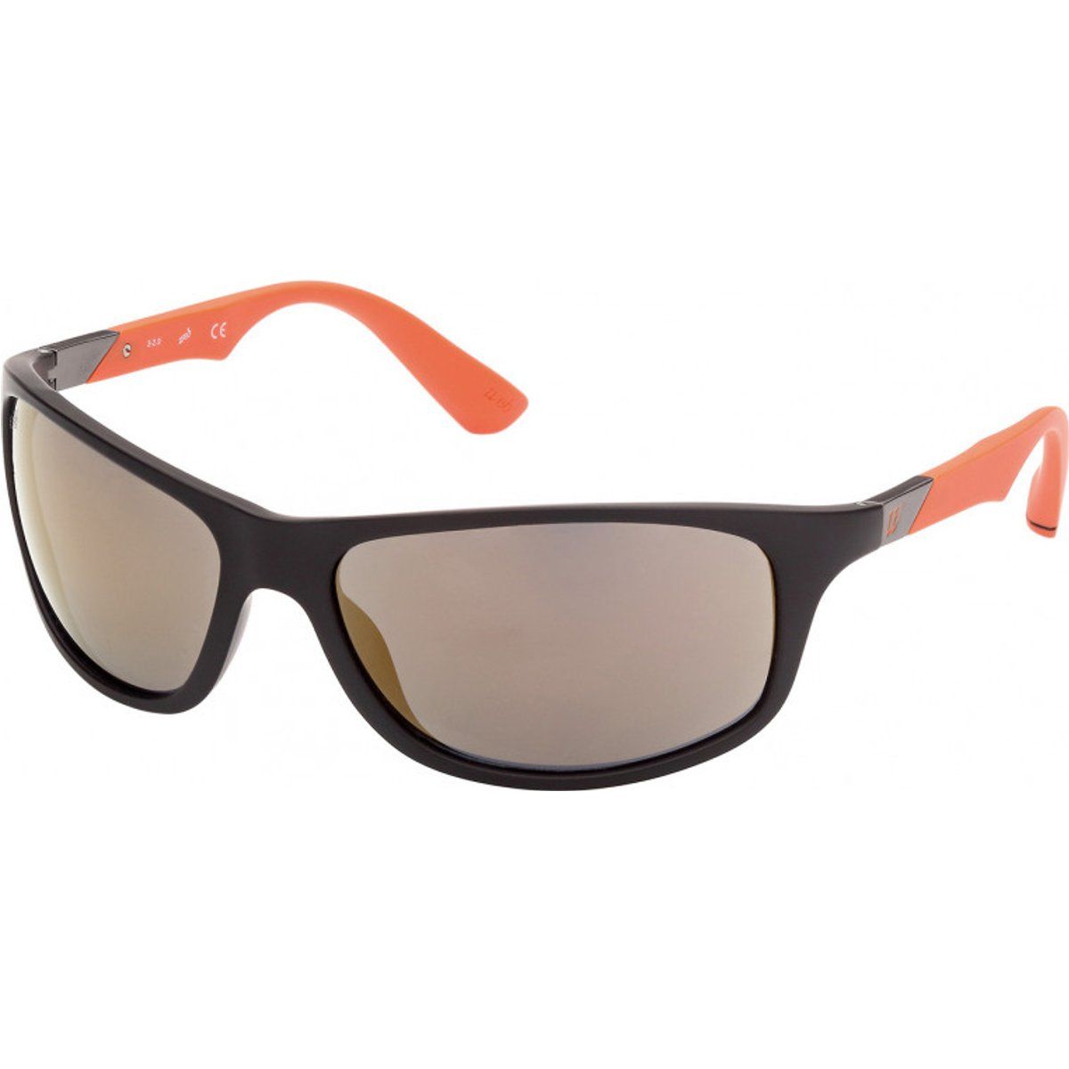 Rechteckige Sonnenbrille mit orangen Akzenten