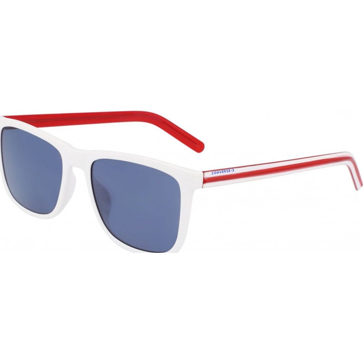 Weiße rechteckige Sonnenbrille mit roten Akzenten