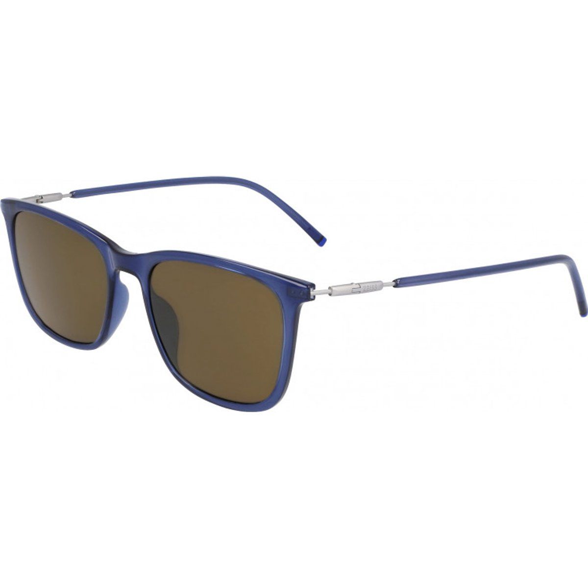 Quadratische Sonnenbrille mit blauem Rahmen
