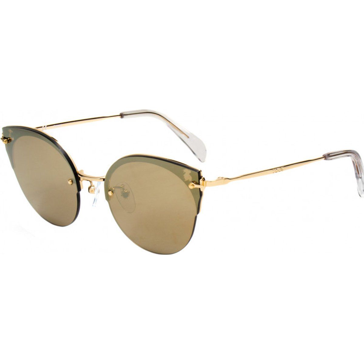 Randlose Cat-Eye-Sonnenbrille mit Goldrahmen