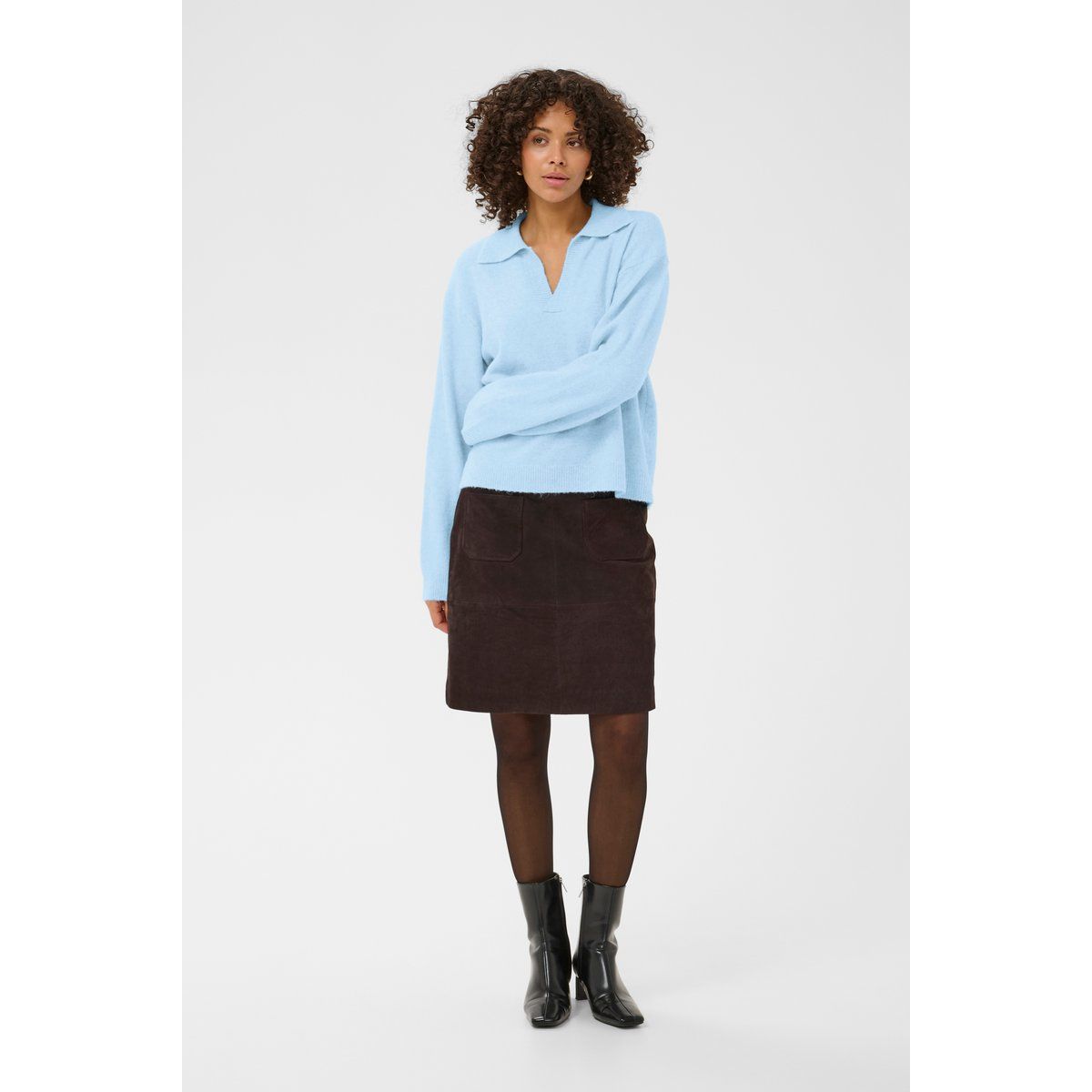 Lockerer Strickpullover mit Polokragen