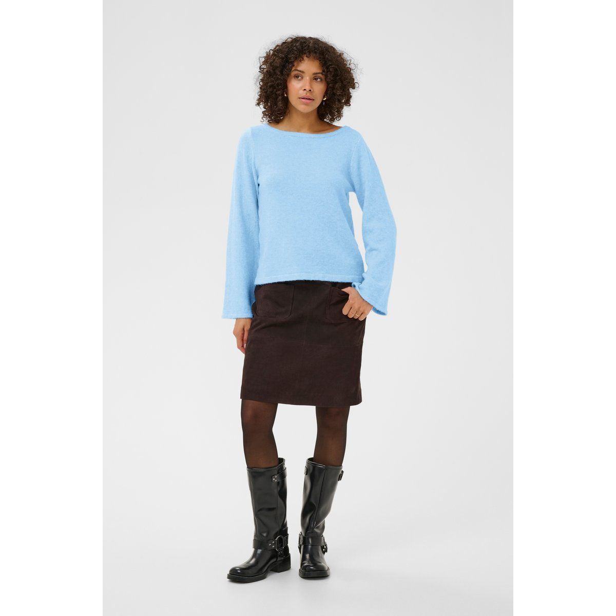 Weicher Strickpullover mit U-Boot-Ausschnitt