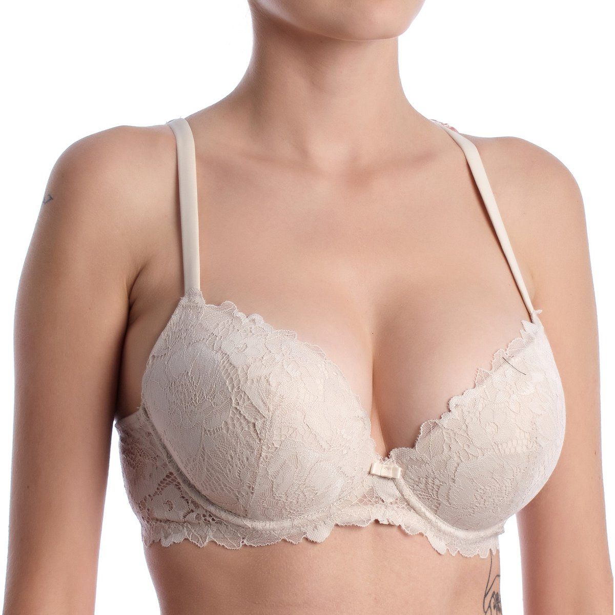 Balconette-BH mit Spitze und Push-up