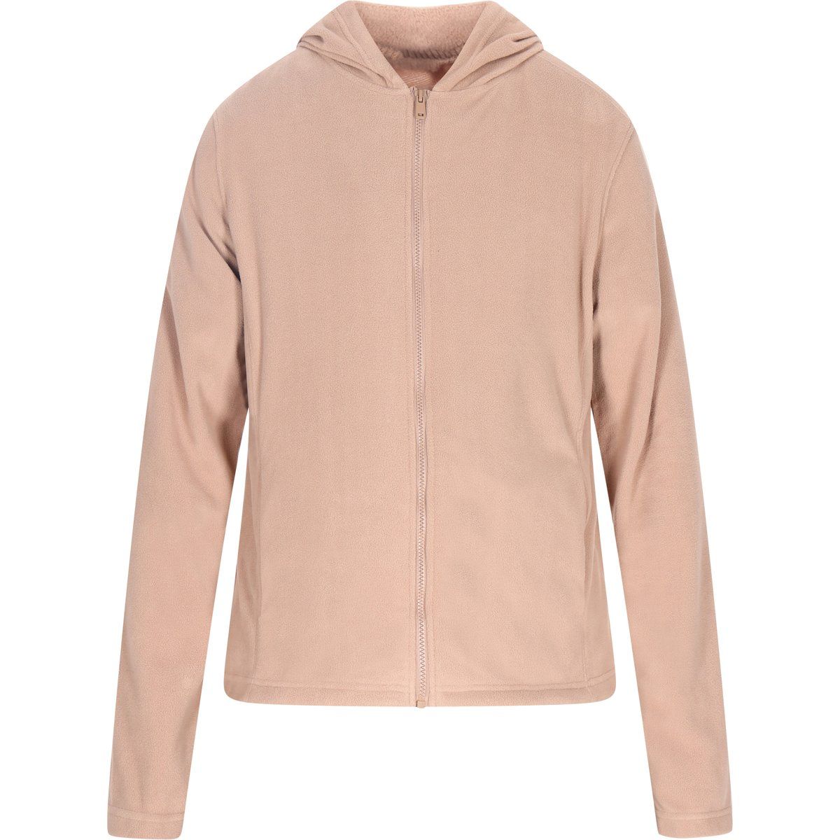 Beige Fleece-Kapuzenjacke mit Reißverschluss