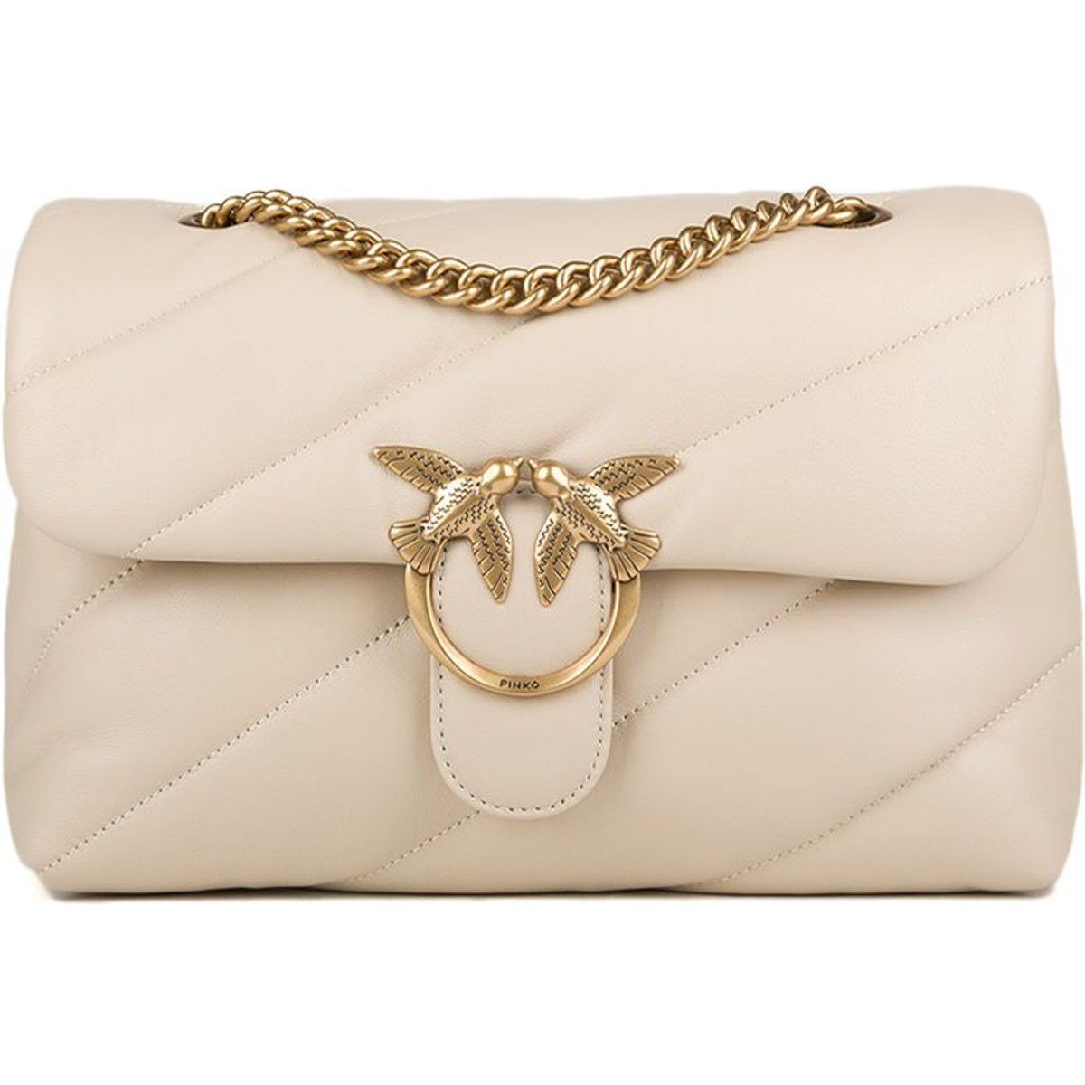 Gesteppte Ledertasche mit Kette