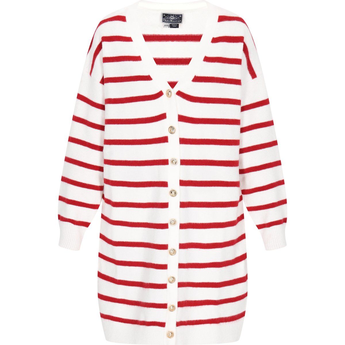 Dreimaster Strickjacke Frauen cremeweißer roter Streifen