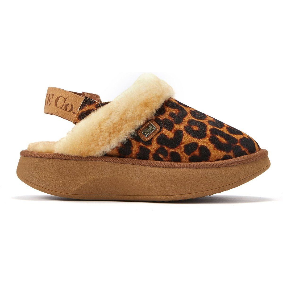 Hausschuhe mit Leopardenmuster und Shearling