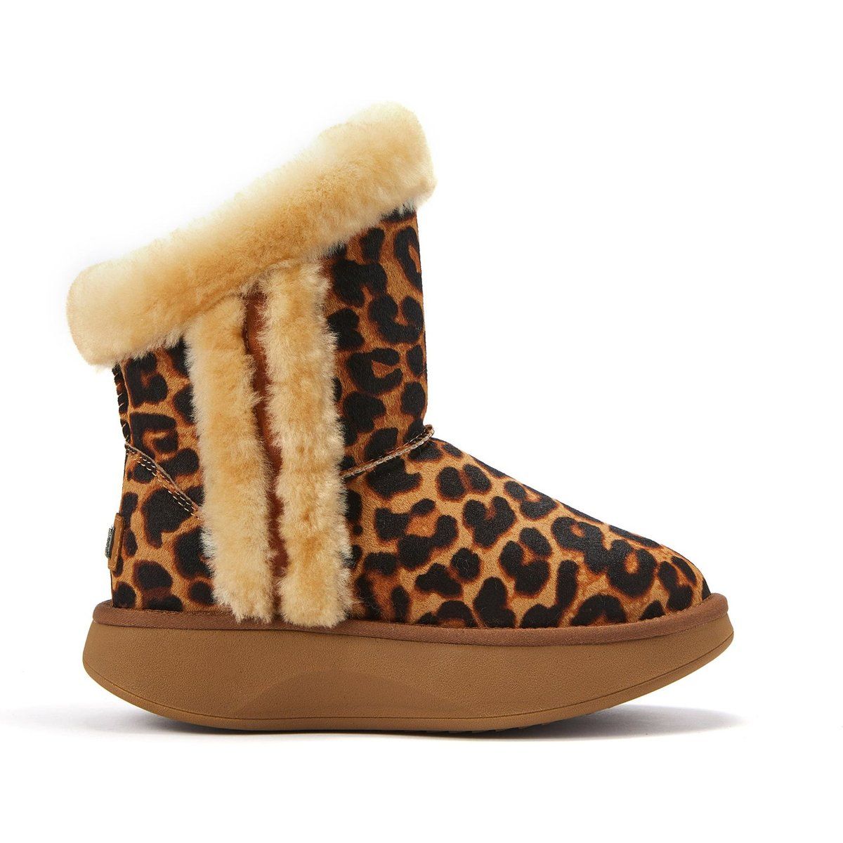 Stiefeletten mit Leopardenmuster und Shearling-Besatz