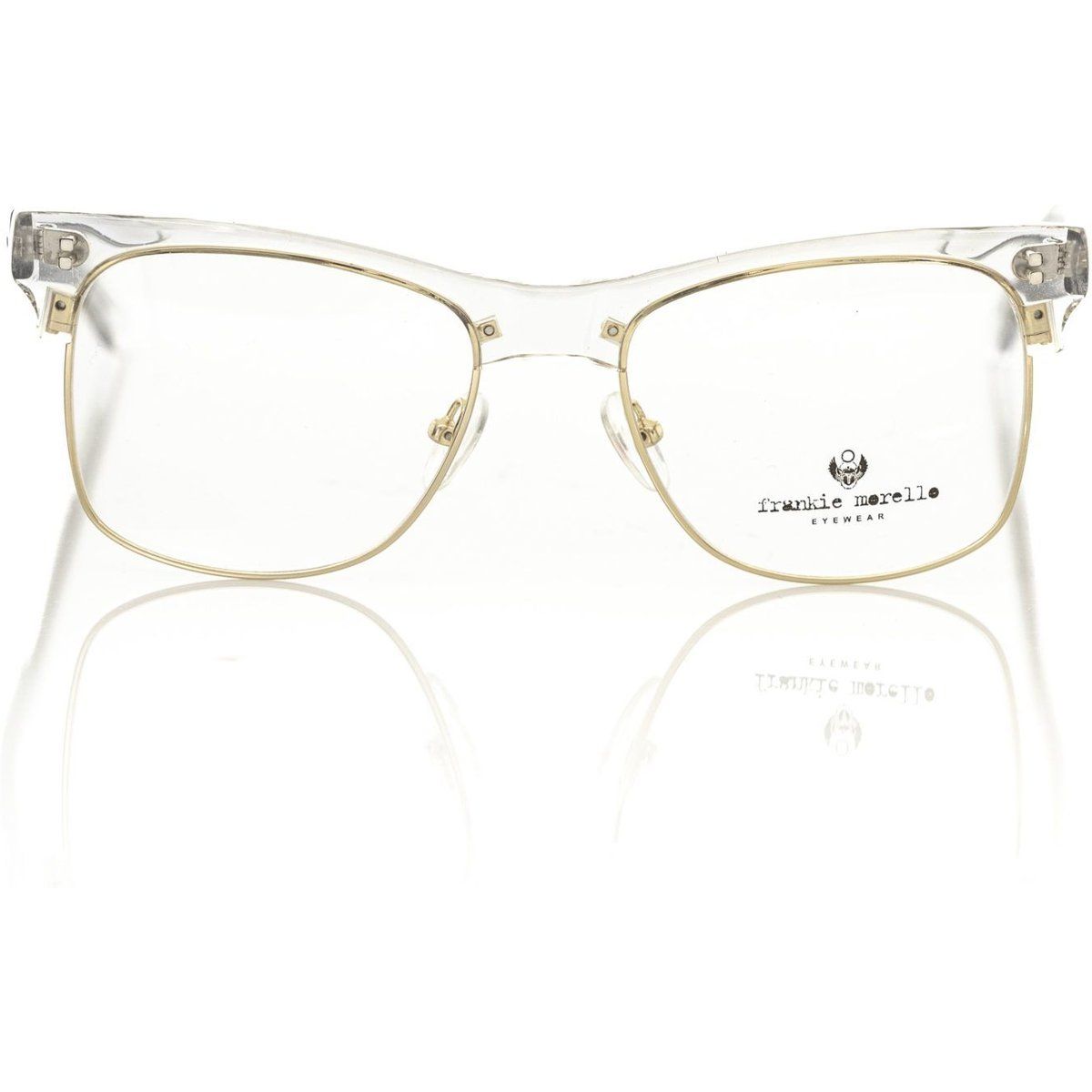 Klare Acetat-Brille mit goldenem Rand