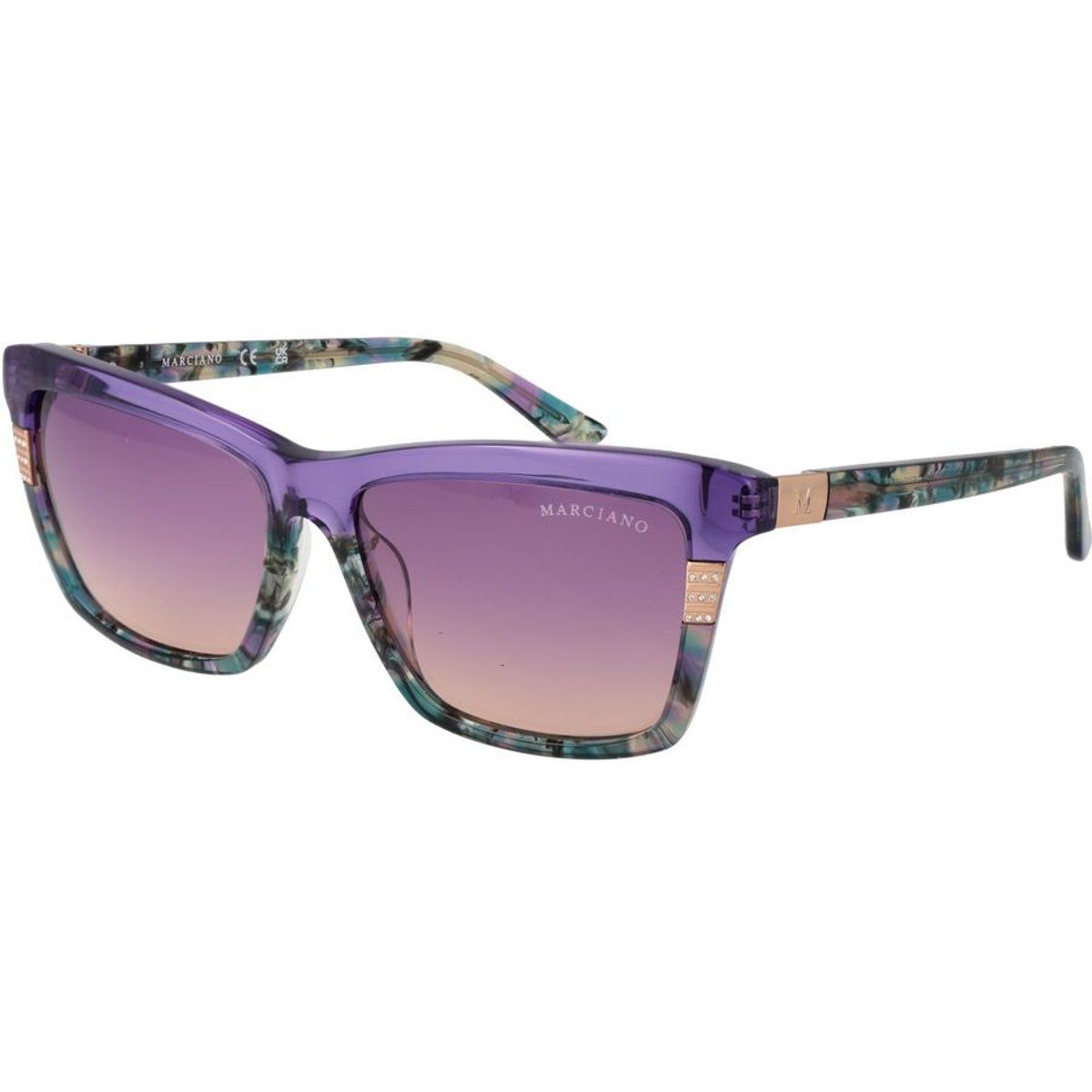 Lila Rechteckige Sonnenbrille mit Vollrand