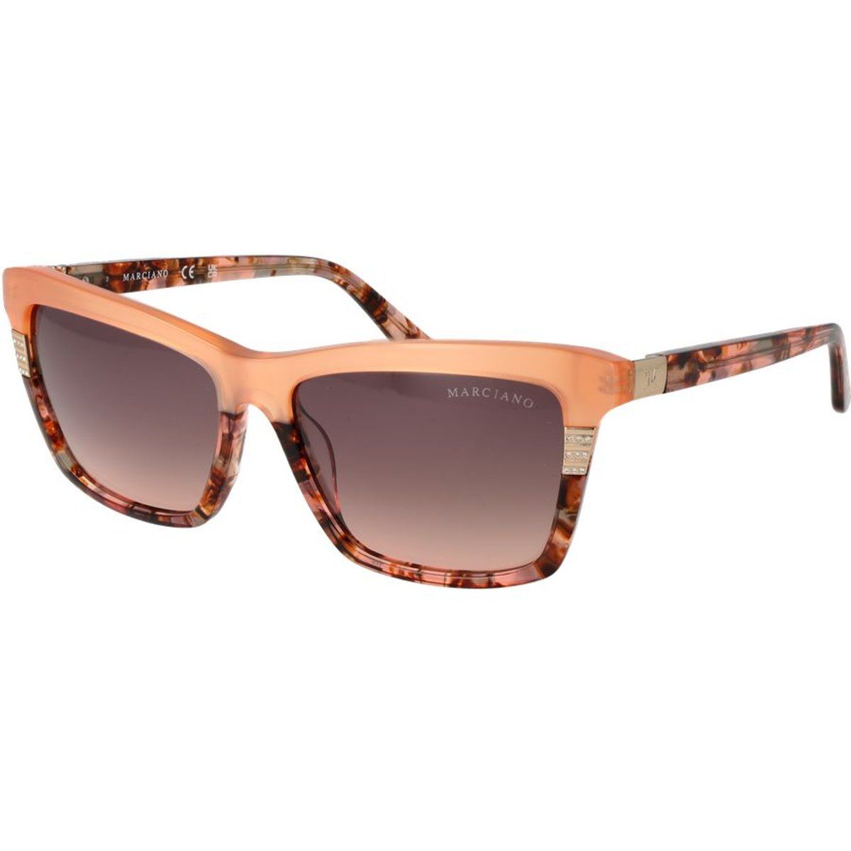 Orangefarbene Rechteckige Acetat Sonnenbrille