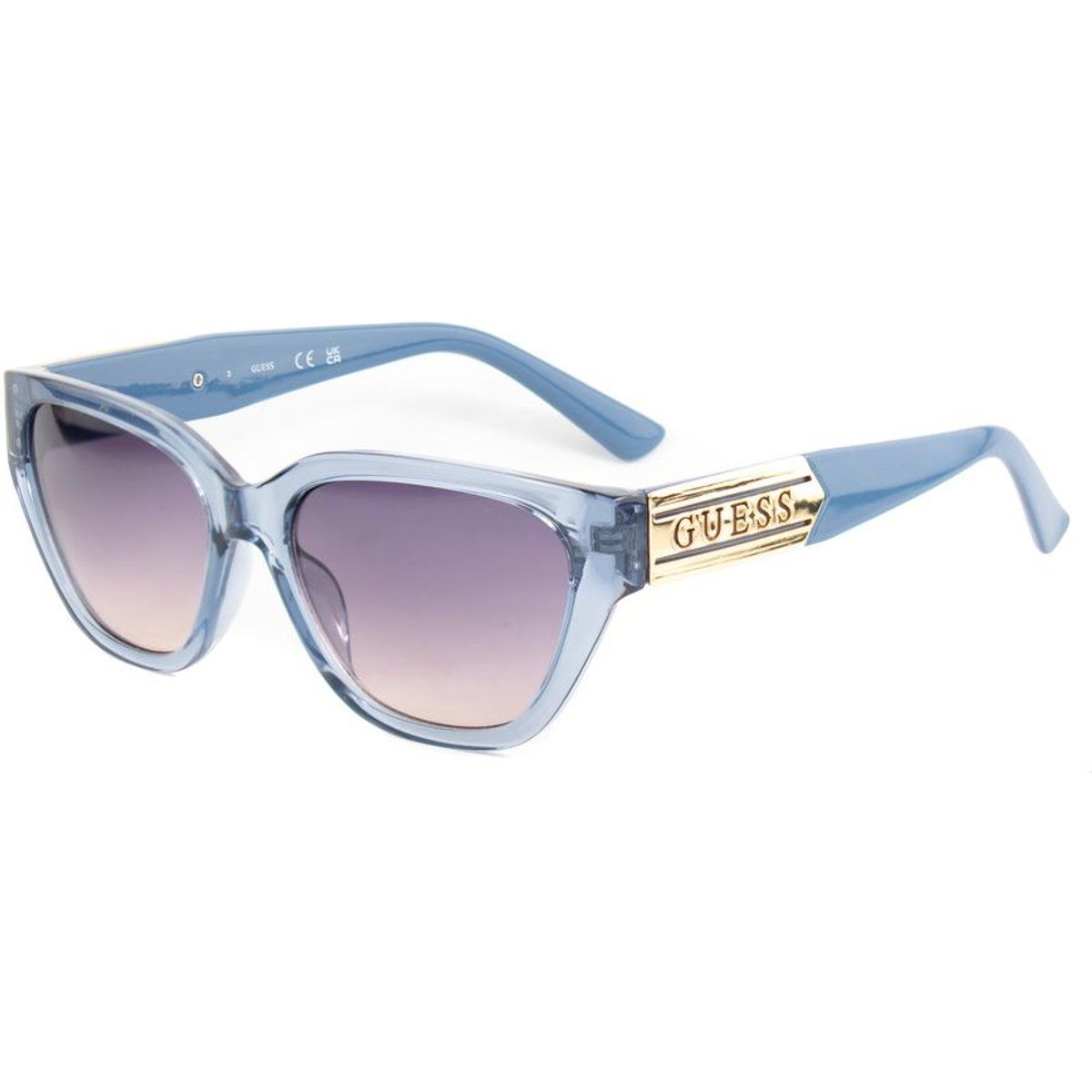 Blaue Cat-Eye Sonnenbrille mit Logo