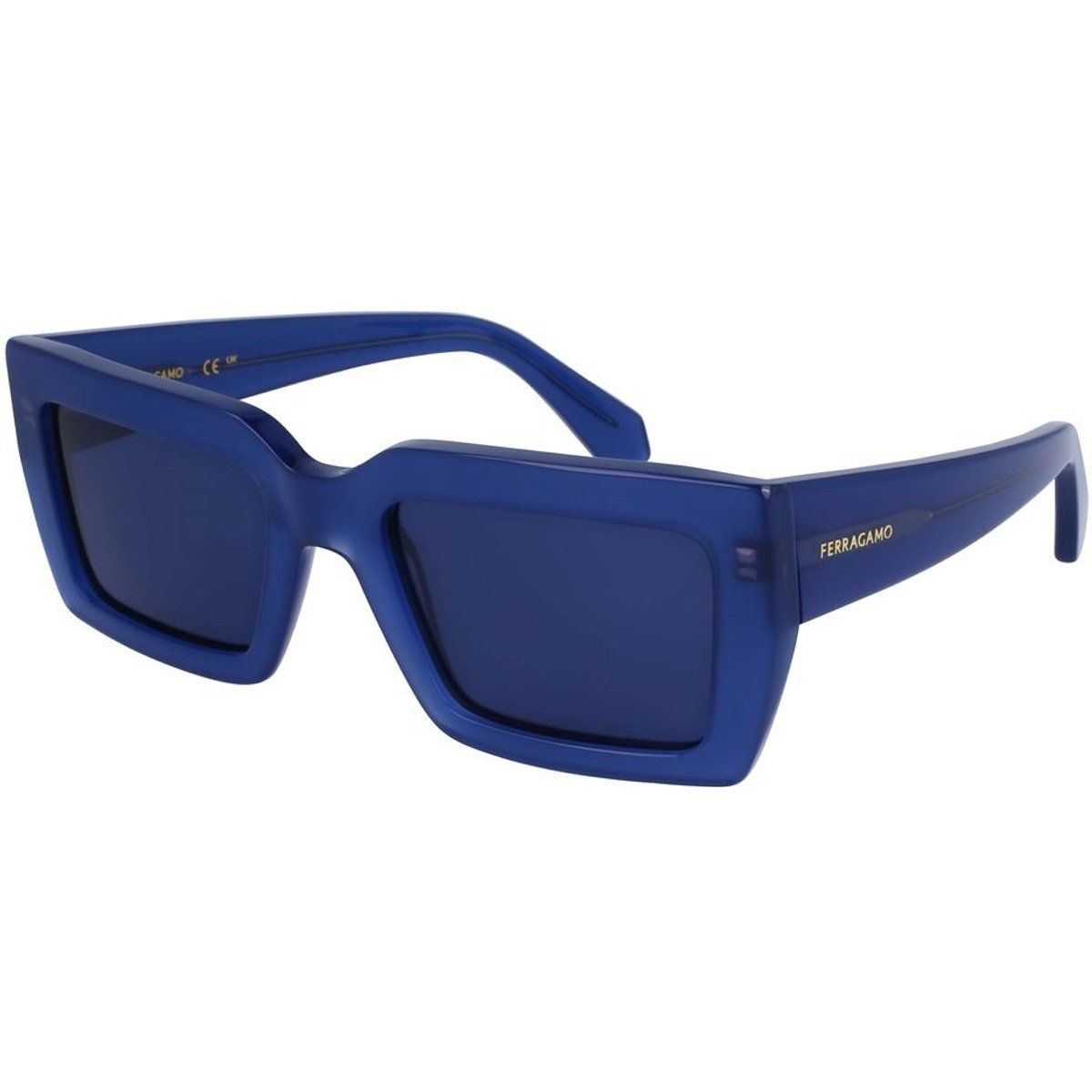 Blaue rechteckige Acetat-Sonnenbrille