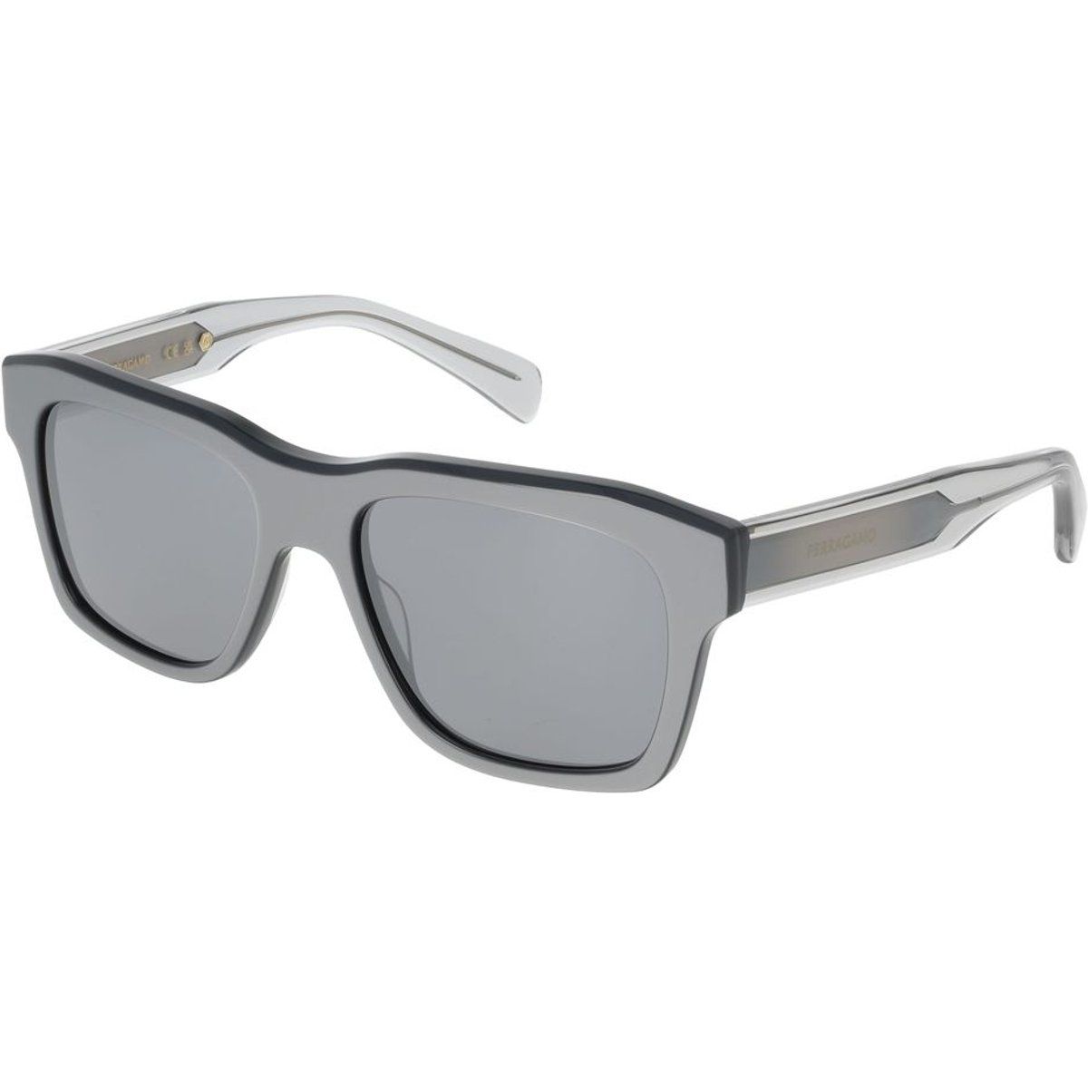 Graue Rechteckige Vollrand-Sonnenbrille
