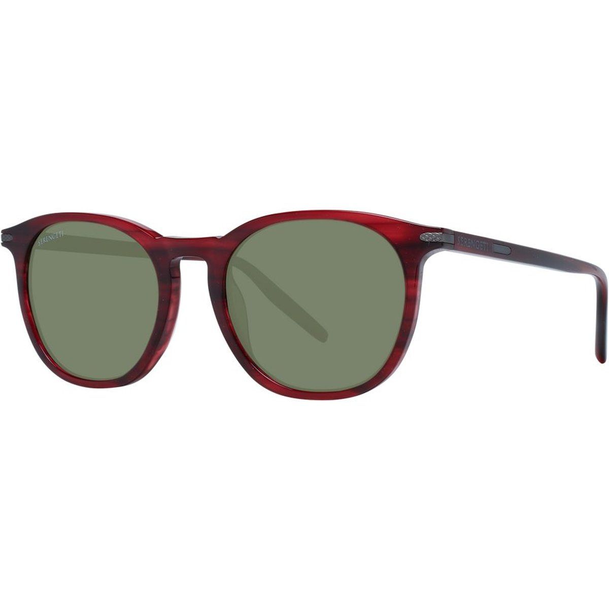 Rote Acetat-Sonnenbrille mit runden Gläsern