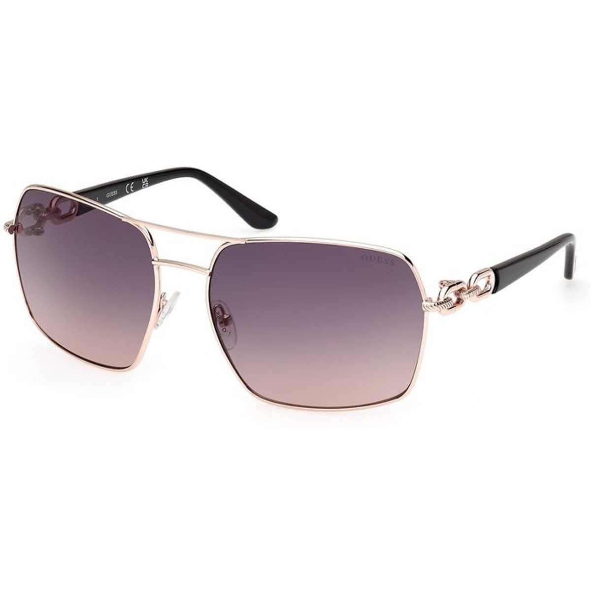 Quadratische Pilotenbrille mit Kettendetail