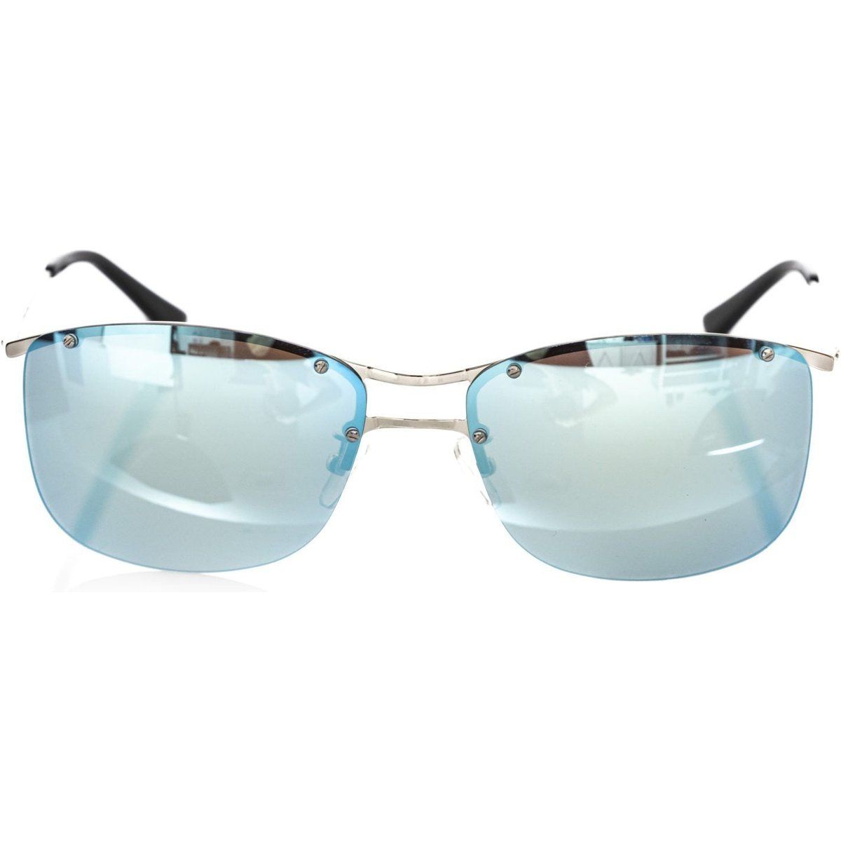Randlose rechteckige Sonnenbrille mit blauen Gläsern