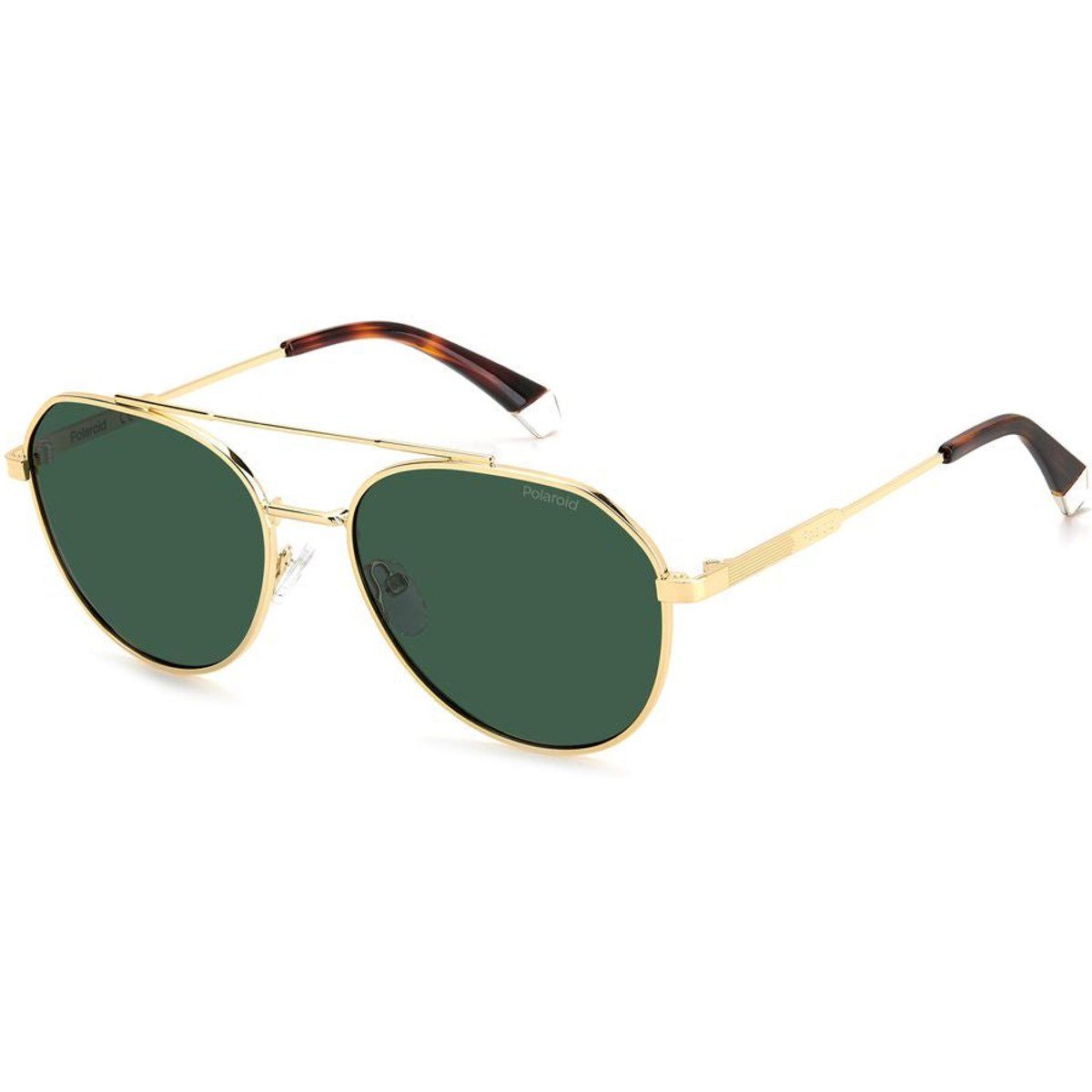 Goldfarbene Pilotenbrille mit grünen Gläsern
