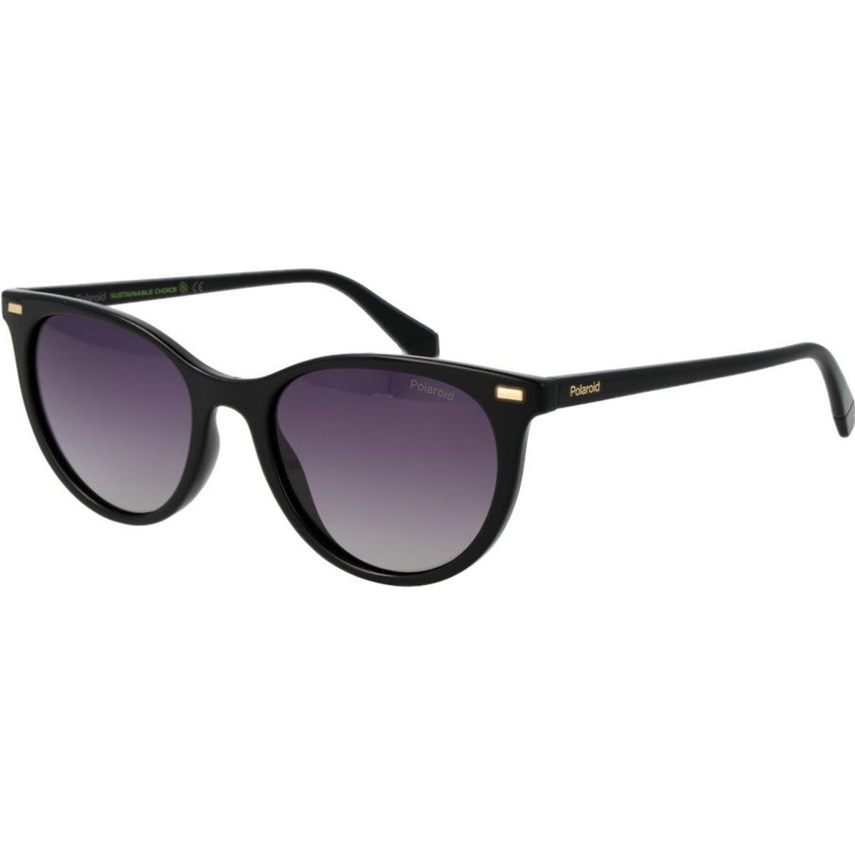 Schwarze Cat-Eye-Sonnenbrille mit Farbverlaufsgläsern