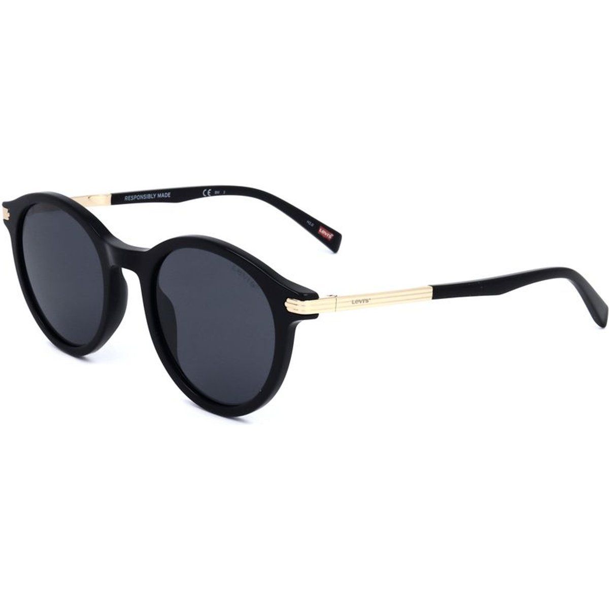 Runde Sonnenbrille mit goldenen Akzenten
