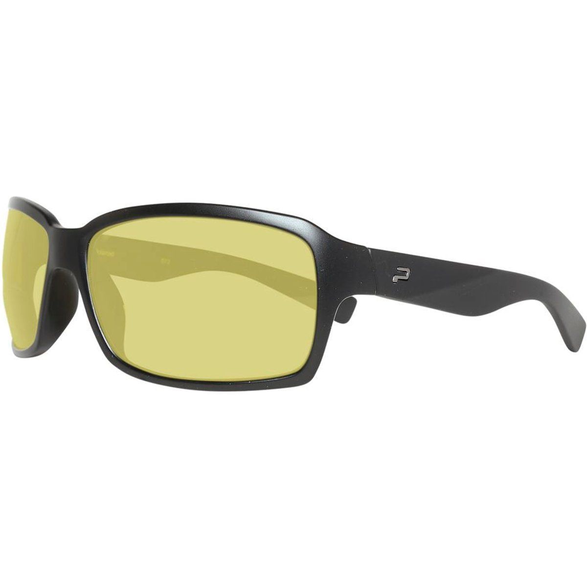 Schwarze Rechteckige Sonnenbrille mit gelben Gläsern