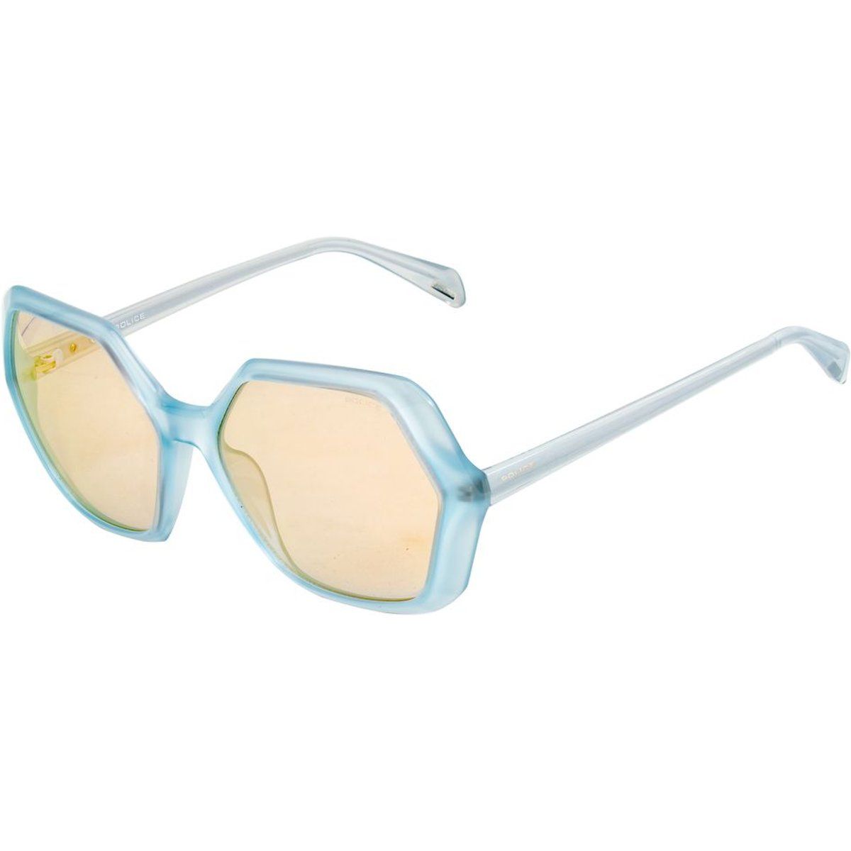 Geometrische Sonnenbrille mit orangen Gläsern