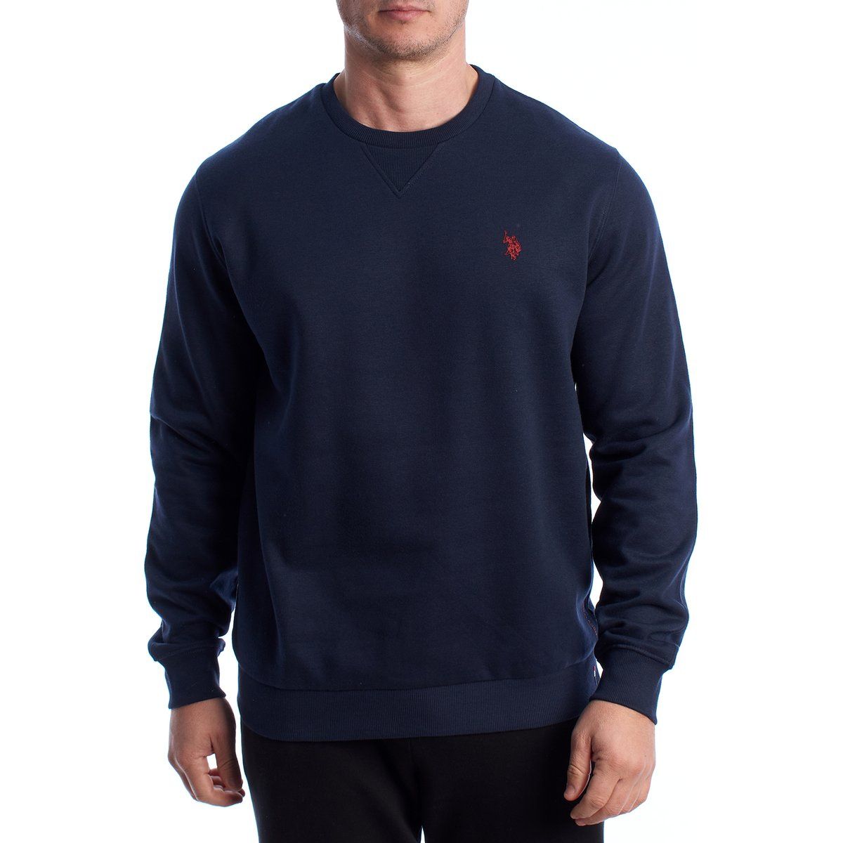 Herren Fleece Sweatshirt mit Rundhalsausschnitt