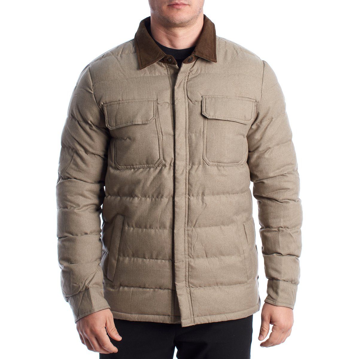 Wattierte Jacke mit Hemdkragen und Taschen