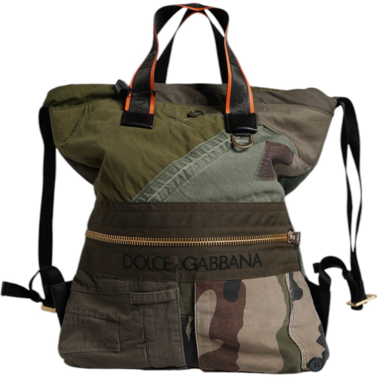 Militärgrüner Patchwork-Rucksack