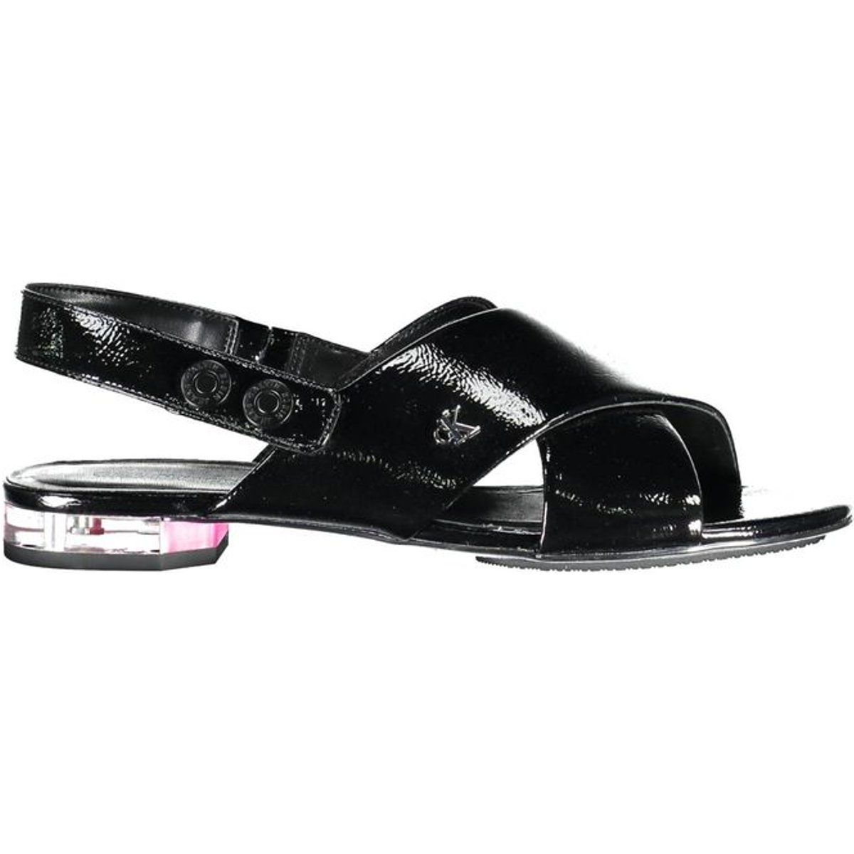 Slingback-Sandalen aus Lackleder mit Kreuzriemen