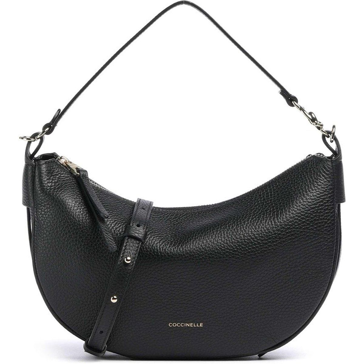 Halbmond-Schultertasche aus strukturiertem Leder