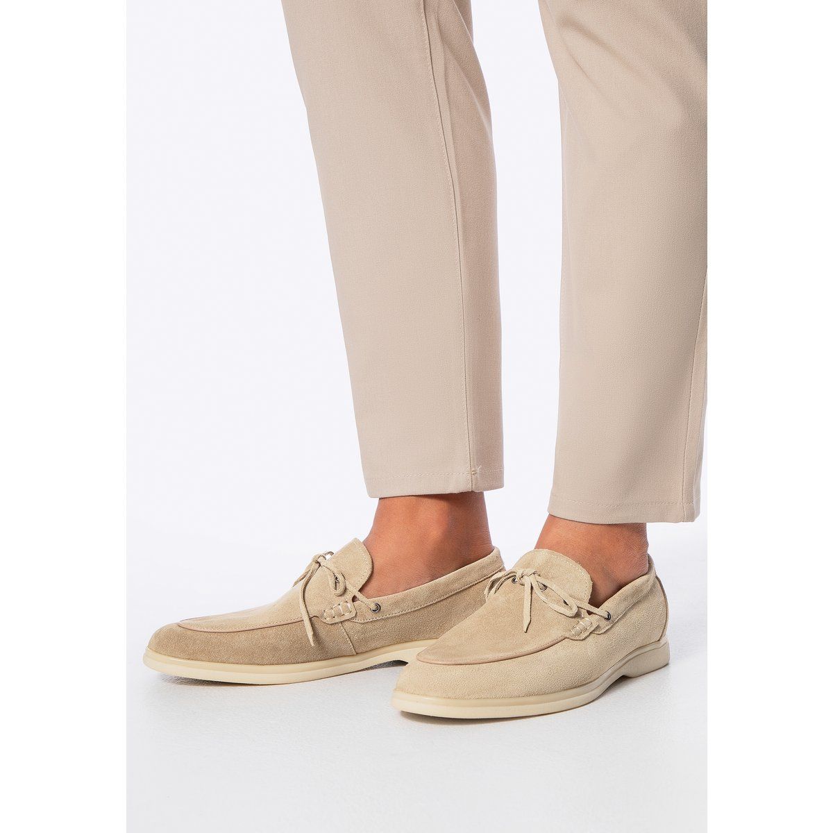 Herren Wildleder Loafer Beige Mokassins