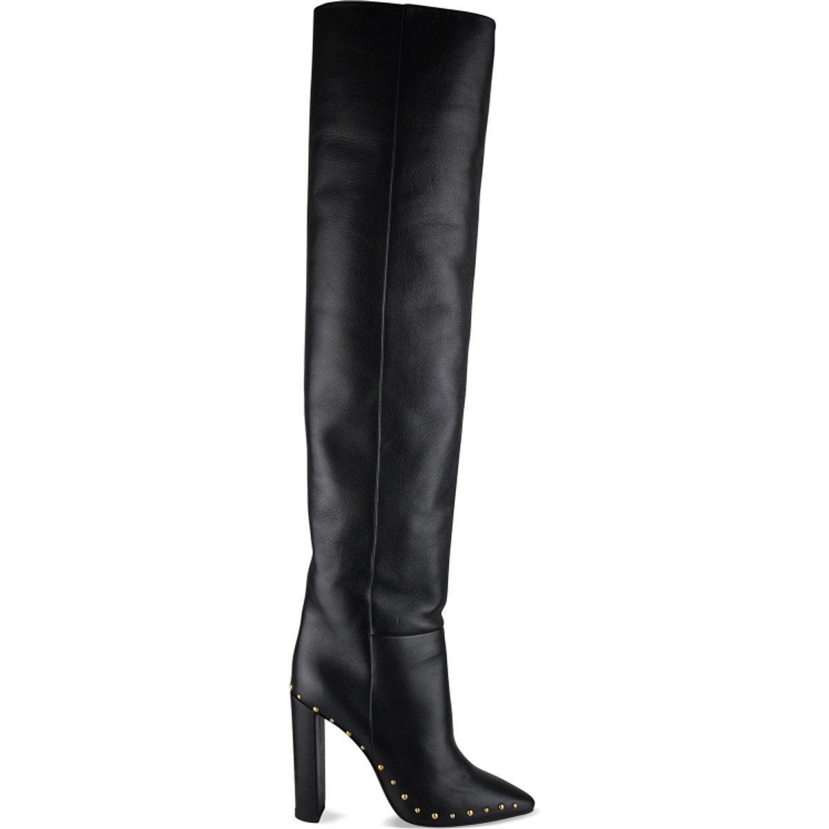 Schwarze Overknee-Stiefel mit Nieten
