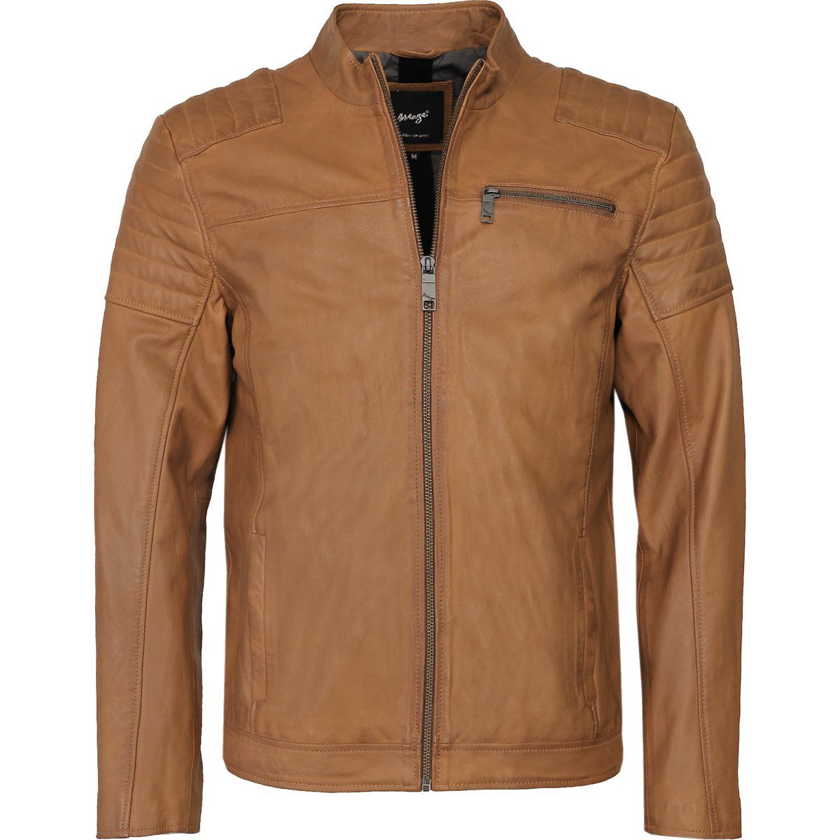 Herren braune Lederjacke im Bikerstil