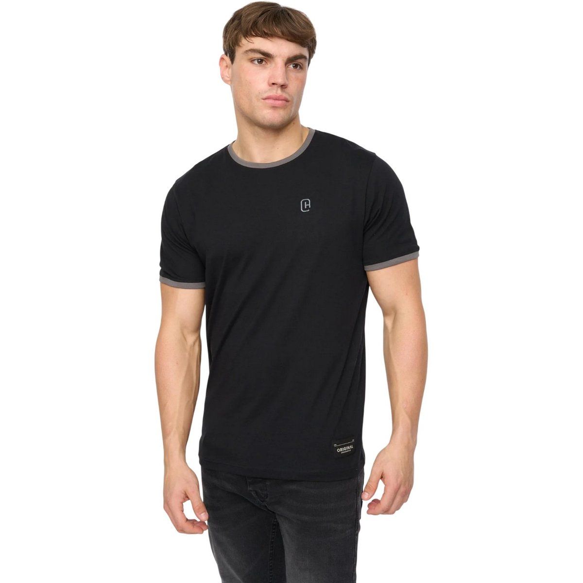 Herren T-Shirt mit Kontrastbesatz