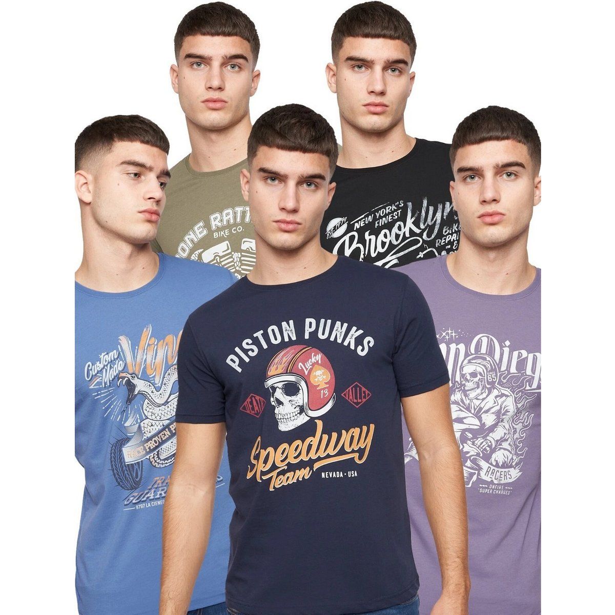 Crosshatch - "Jerome" T-Shirt für Herren (5er-Pack) (Bunt)
