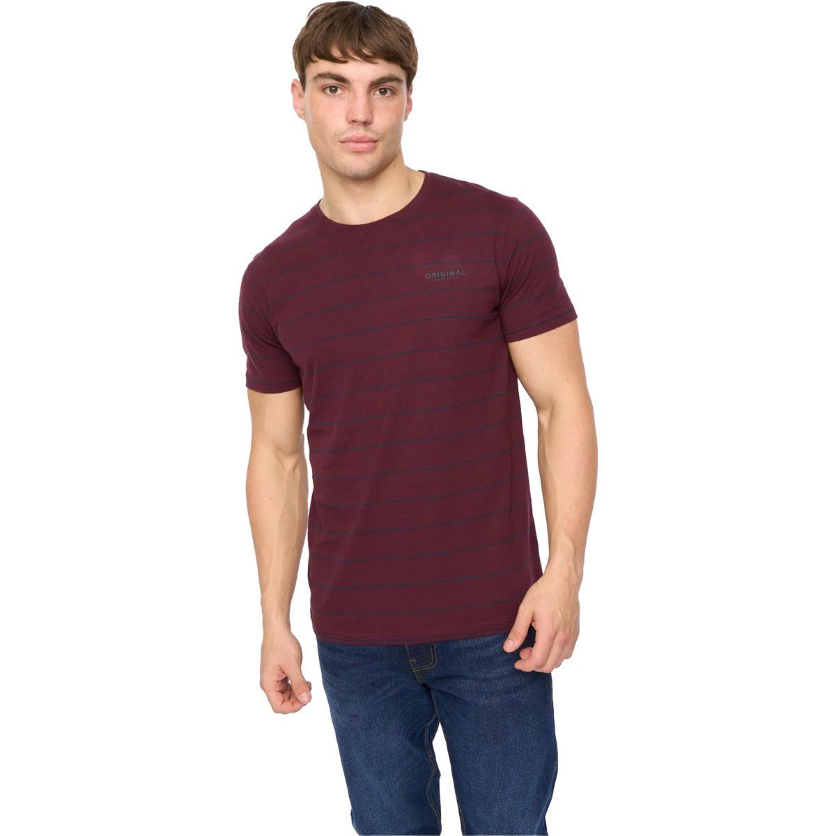Herren-T-Shirt mit Streifen und Rundhalsausschnitt