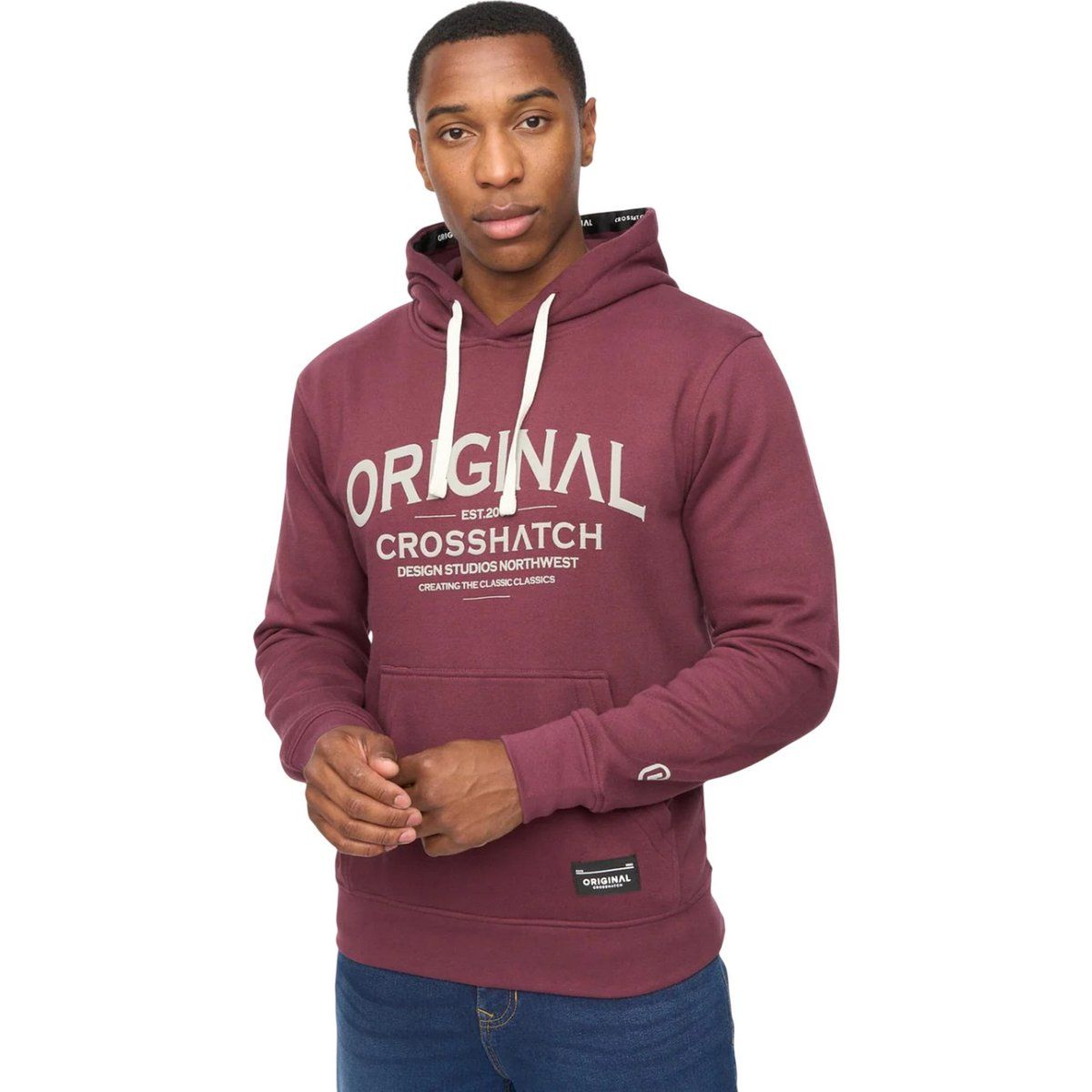 Herren Burgunder-Kapuzenpullover mit Logo