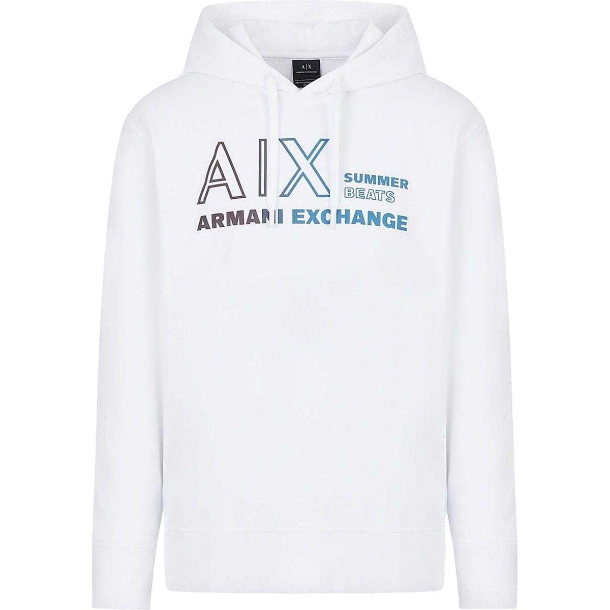 Weißer Kapuzenpullover mit Grafikprint aus Baumwolle